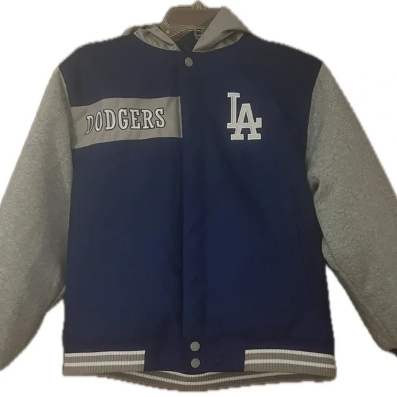 WORLD SERIES CHAMPS 🏆 NWOT LOS ANGELES DODGERS BLUE REVERSIBLE HOODED JACKET - Picture 7 of 12